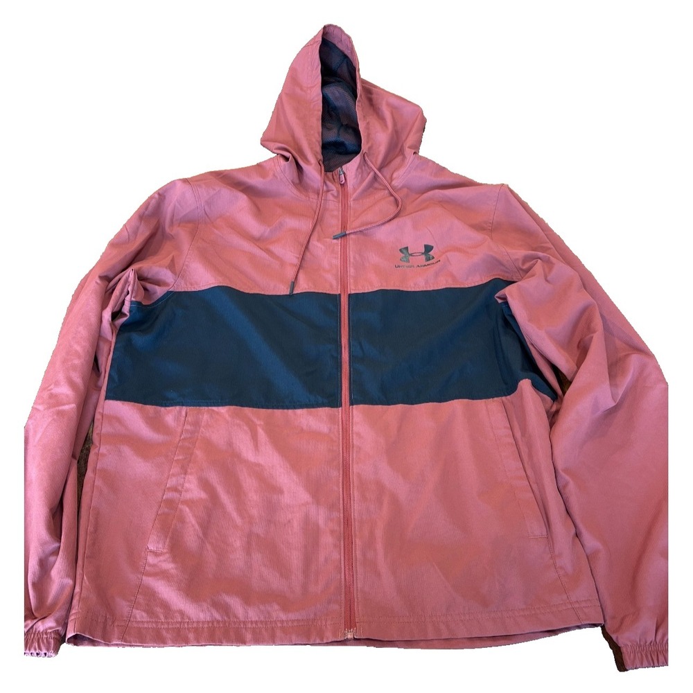 NWOT‎ UNDER ARMOR 2-tone coat rust black logo full zip hood mens' size large